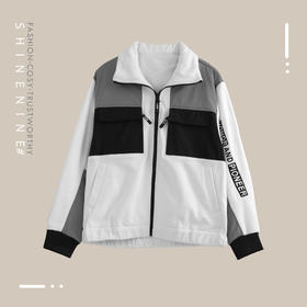 933272236拼色加绒短款夹克