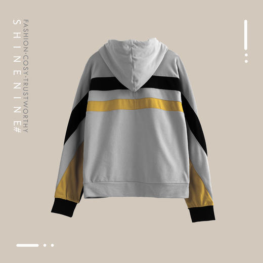 93326207三色拼接带帽开衫卫衣 商品图3