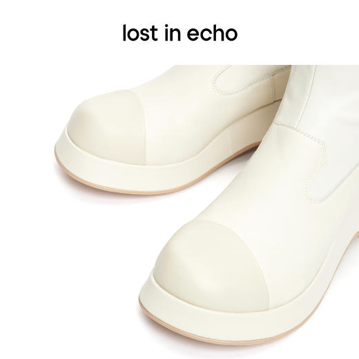 lost in echo 原创设计师品牌 圆头抽绳弹力厚底过膝靴长靴 商品图3