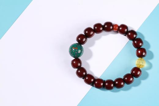 DQ0043小叶紫檀+大漆珠11mmx12mmx16颗 商品图1