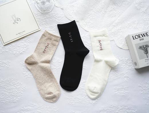 提花女袜精梳棉中筒短袜子抗菌透气舒适33784 商品图1