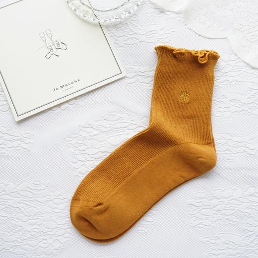 精梳棉抗菌松口花边中筒透气百搭堆堆袜33833 商品图5