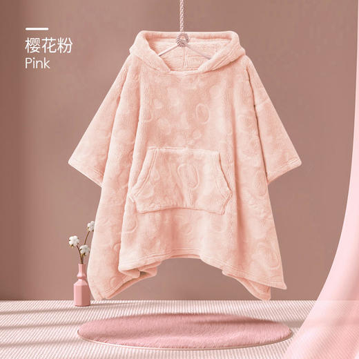 i-baby防静电剪花牛奶绒成人/儿童亲子款保暖防风披肩斗篷/毯子宝宝加绒披肩斗篷0-6岁加厚 商品图6