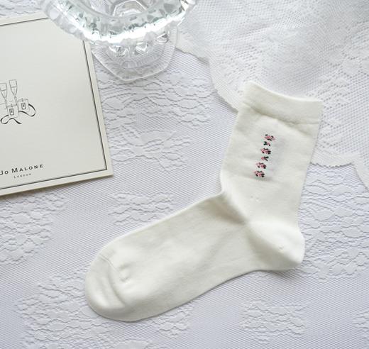 提花女袜精梳棉中筒短袜子抗菌透气舒适33784 商品图3