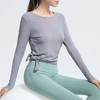 【不规则设计+罗纹面料】新款女运动上衣长袖紧身瑜伽服跑步速干衣健身服T恤  JL 000 YC106 商品缩略图2