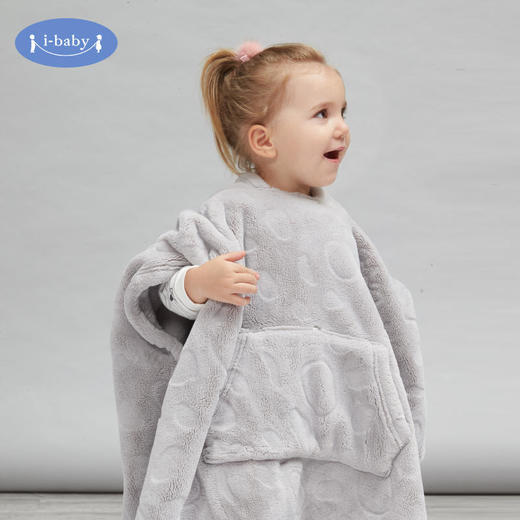 i-baby防静电剪花牛奶绒成人/儿童亲子款保暖防风披肩斗篷/毯子宝宝加绒披肩斗篷0-6岁加厚 商品图1
