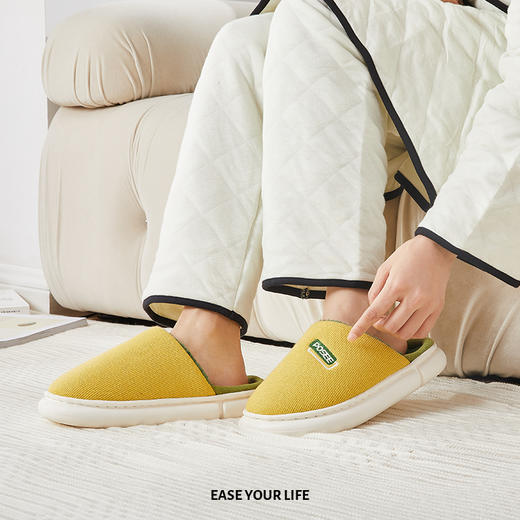 朴西冬季拖鞋家用厚底保暖柔软静音简约防滑加绒加厚居家男棉拖鞋 商品图5