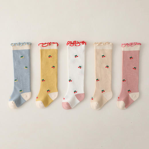 【3条装 质感柔软丝滑】A类婴儿袜子秋冬新款卡通儿童袜子 韩版女童过膝袜 木耳边宝宝长筒袜 商品图1