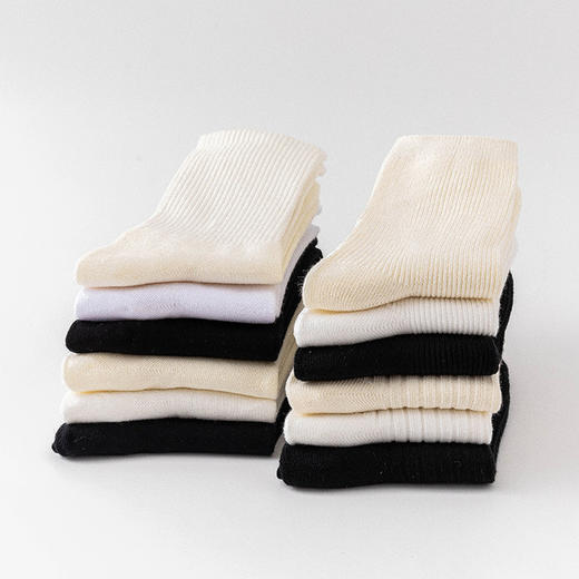 【3双装 轻松搞定你的日常穿搭】秋冬季女袜日系纯色jk袜子时尚运动袜双针长筒女士棉袜袜子女中筒 商品图2