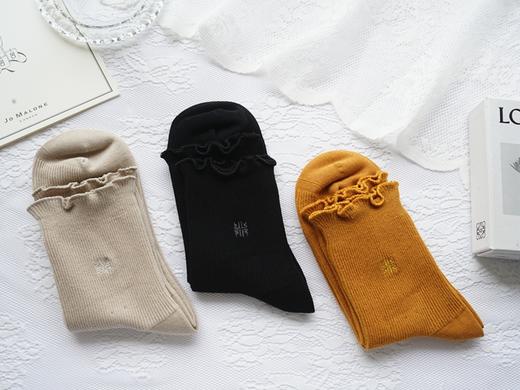 精梳棉抗菌松口花边中筒透气百搭堆堆袜33833 商品图1