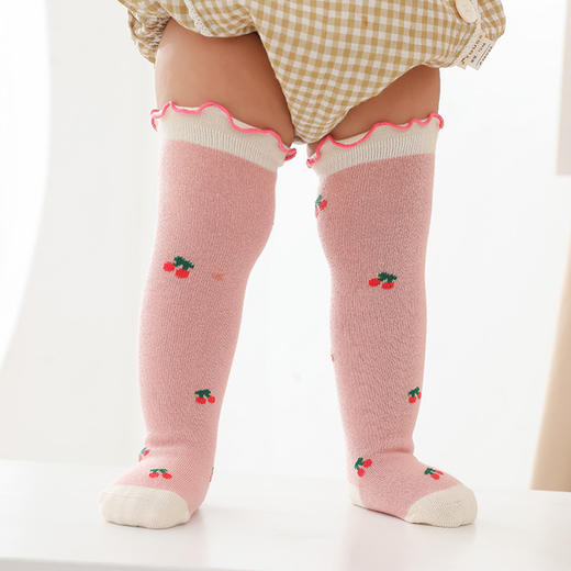 【3条装 质感柔软丝滑】A类婴儿袜子秋冬新款卡通儿童袜子 韩版女童过膝袜 木耳边宝宝长筒袜 商品图2