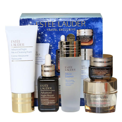 【中欧班列精选】y LPY美国ESTĒE LAUDER雅诗兰黛衰老抗五件套（原生液 75ml+多效智妍面霜 50ml+洁面 100ml+7代精华 50ml+眼霜 15ml） 商品图1