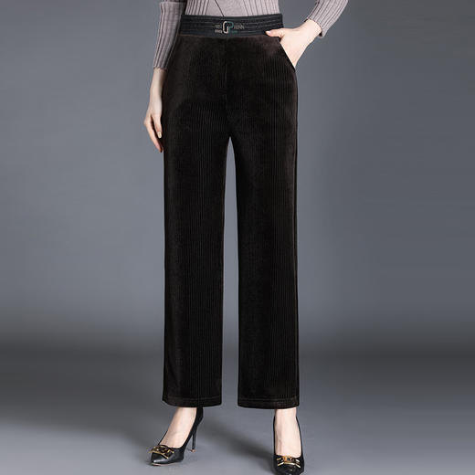 MQ1758-2127新款时尚气质松紧高腰直筒条绒阔腿裤 商品图2