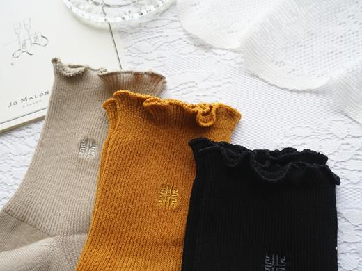 精梳棉抗菌松口花边中筒透气百搭堆堆袜33833 商品图4