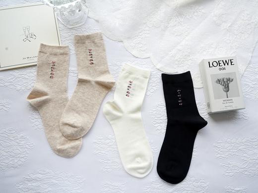 提花女袜精梳棉中筒短袜子抗菌透气舒适33784 商品图2