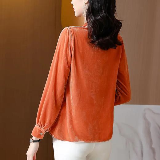 KQL A83N8060纯色气质金丝绒衬衫 商品图1