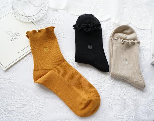 精梳棉抗菌松口花边中筒透气百搭堆堆袜33833 商品图3