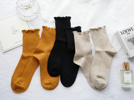 精梳棉抗菌松口花边中筒透气百搭堆堆袜33833 商品图2