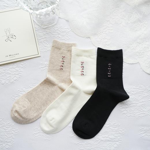 提花女袜精梳棉中筒短袜子抗菌透气舒适33784 商品图0
