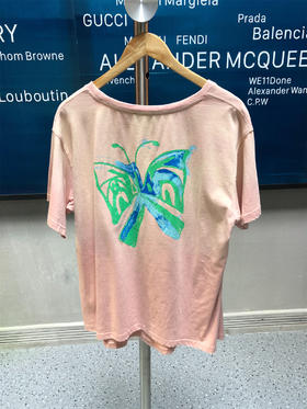 女款T恤后背大蝴蝶logoT恤 扎染渐变色 粉粉嫩嫩的 休闲百搭