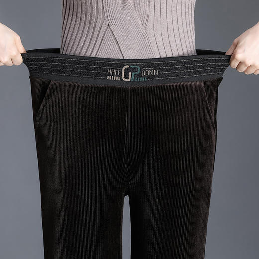 MQ1758-2127新款时尚气质松紧高腰直筒条绒阔腿裤 商品图3