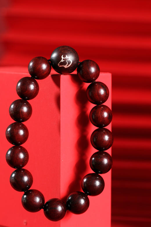 XYZT0281-1紫檀镶银生肖1.2cm*15粒 商品图1