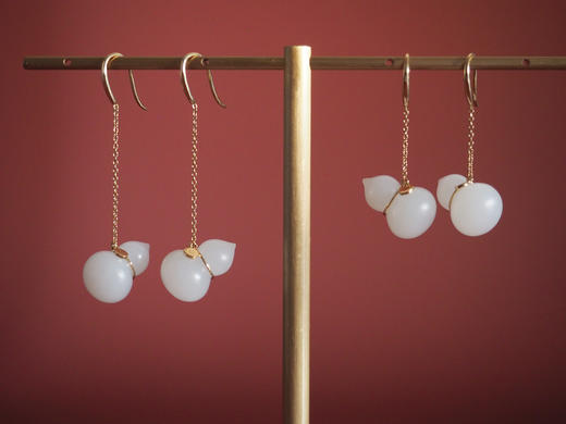 Qinny | 大福小芦｜18K金和田玉葫芦多子耳环白玉耳饰 商品图3