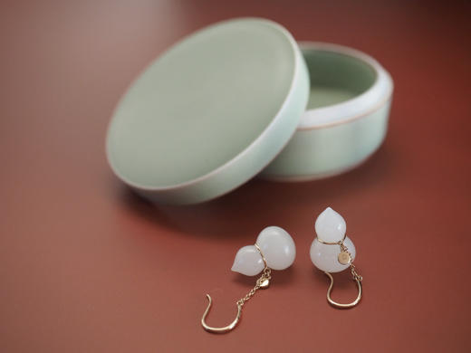 Qinny | 大福小芦｜18K金和田玉葫芦多子耳环白玉耳饰 商品图6