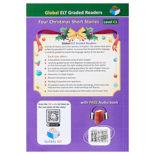 剑桥通用少儿英语 Global ELT Graded Reader Four Christmas Stories 四个圣诞故事 英文小说 分级读物C1级 儿童文学 商品图1