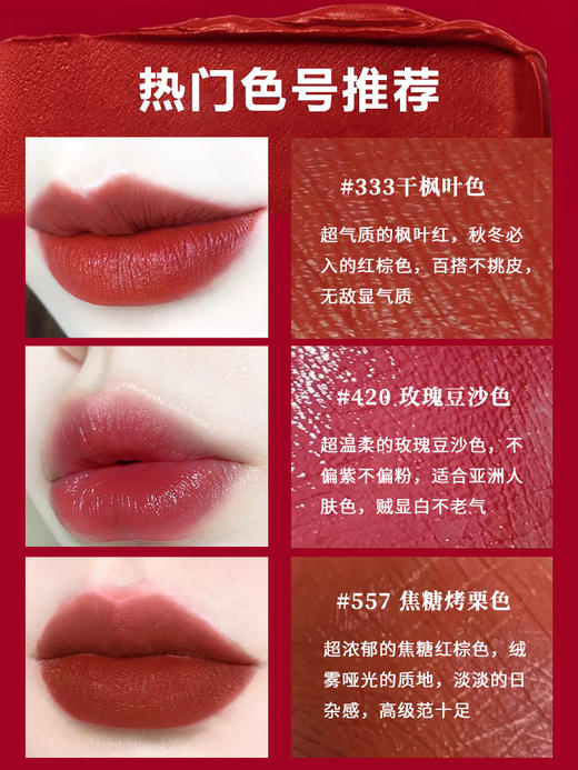 【中欧班列精选】Y lpy美国雅诗兰黛口红333限量版枫叶红唇膏倾慕丝绒哑光420豆沙色3.5克 商品图1