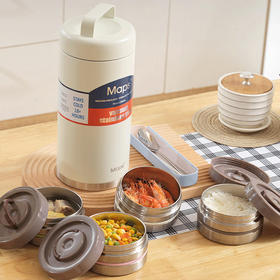 MAPS（美派斯）便携式双真空保温饭盒FH01-2200 独立餐杯设计不串味更健康