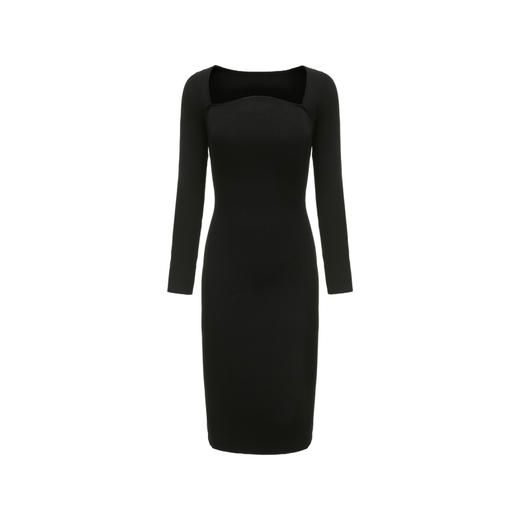 【立月】山丘领黑色长袖针织连衣裙/202108 商品图4