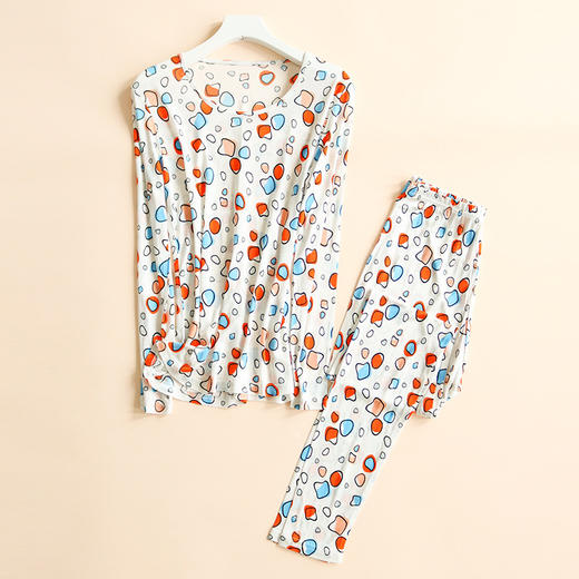 TG-TG03S177 秋冬真丝秋衣秋裤 桑蚕丝保暖圆领套装印花针织打底内衣套 商品图0