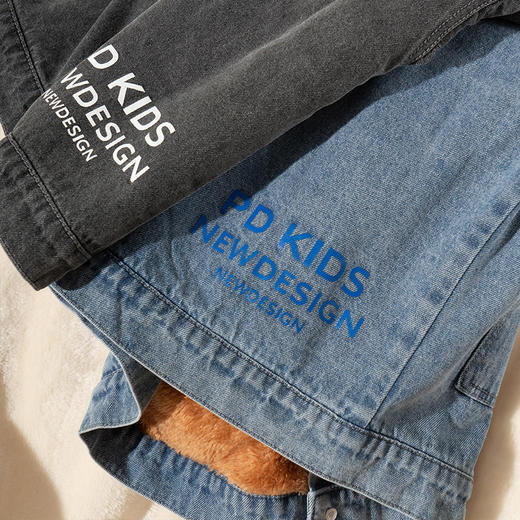 【100元任选2件】咕噜日记儿童百搭时尚加绒加厚牛仔外套DZW014 商品图4