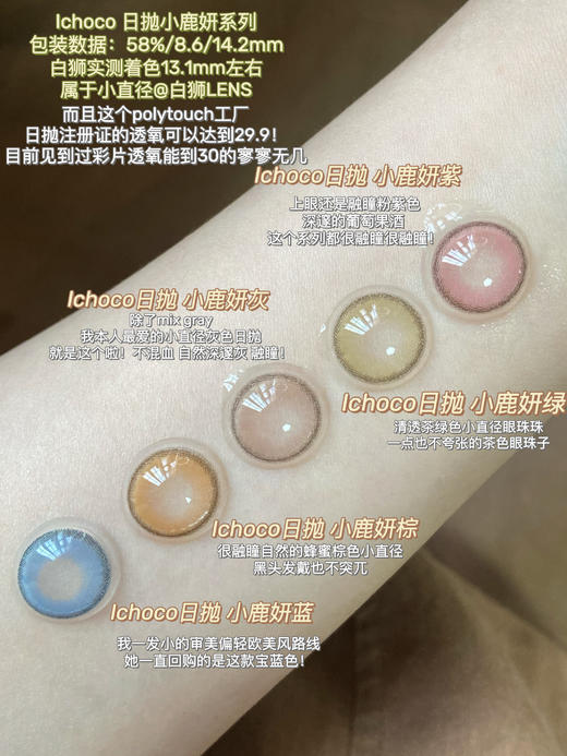 Ichoco旗下 小鹿妍灰  日抛整体直径14.2mm但是是小直径哦10片装 商品图2