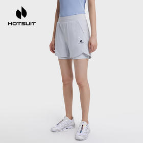 HOTSUIT后秀假两件运动高腰短裤女夏季防走光跑步健身瑜伽速干裤 女子假两件短裤