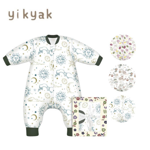yikyak3.5tog厚夹棉纱布长袖分腿睡袋可拆袖款秋季新款婴儿童新生宝宝防踢被 商品图0