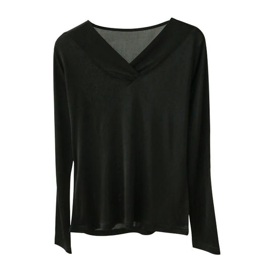 TG-TG03S167 秋冬真丝长袖V领打底衫 桑蚕丝内搭保暖上衣长袖 商品图4