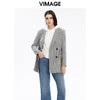 VIMAGE纬漫纪秋冬新款条纹修身休闲女士西装双排扣外套V1603223 商品缩略图1