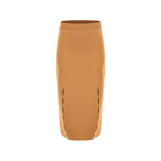 【隙】细缝镂空设计藤黄针织半裙/202113A 商品图4