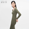 【立月】山丘领松绿长袖针织连衣裙/202108A 商品缩略图2