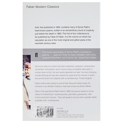 【中商原版】西尔维娅 普拉斯 爱丽尔 英文原版 Ariel Faber Modern Classics Sylvia Plath 普利策奖诗人 20世纪的诗坛奇迹 商品图1