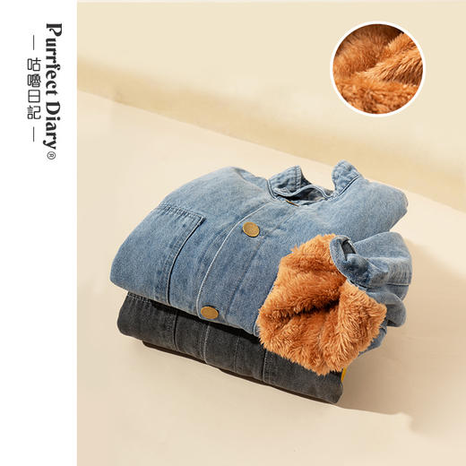 【100元任选2件】咕噜日记儿童百搭时尚加绒加厚牛仔外套DZW014 商品图0