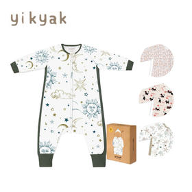 yikyak长袖侧拼四层竹棉纱布睡袋婴儿童秋冬竹纤维宝宝防踢被神器