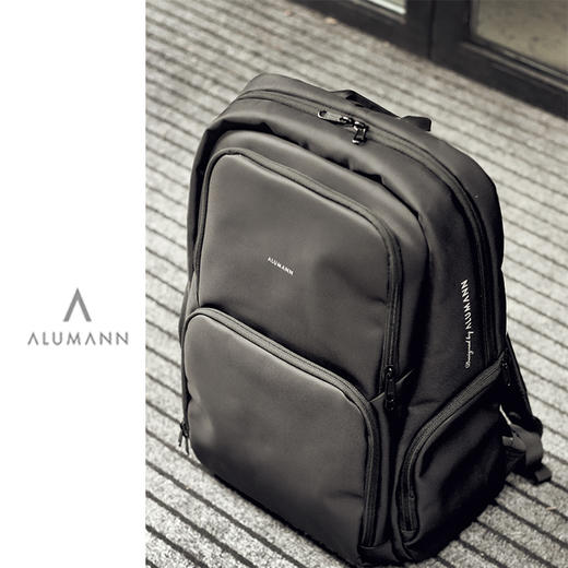 Alumann/旅漫潮流双肩包男商务旅行大容量背包男高级简约书包AL-2008 商品图2