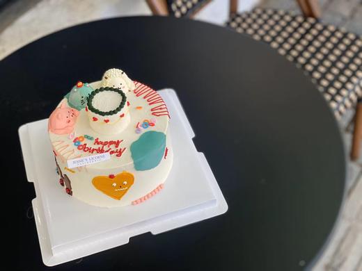 小动物派对聚会手绘奶油蛋糕 商品图0