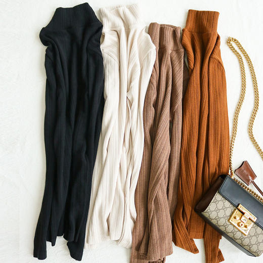 TG-TG03S164 秋冬真丝无缝发热保暖上衣 半高领修身螺纹弹力打底衫 商品图2