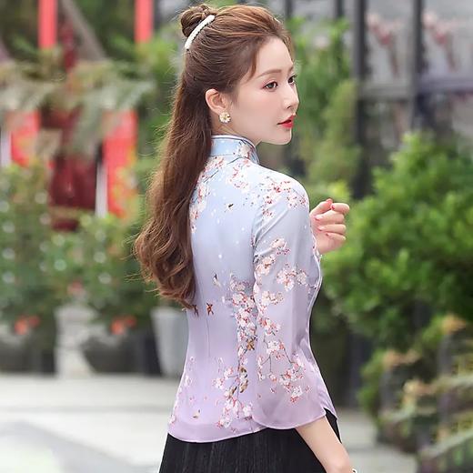XGT2336紫珍新款改良渐变古典定位花短款唐装旗袍上衣 商品图2
