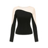 【近月之丘】流畅曲线黑色拼纱长袖针织上衣/202118 商品缩略图4
