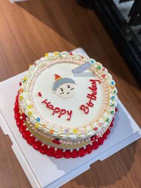 长辈可爱手绘奶油蛋糕